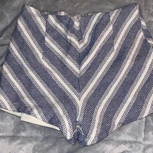 These are cute blue and white with a hint of yellow stripped shorts(: